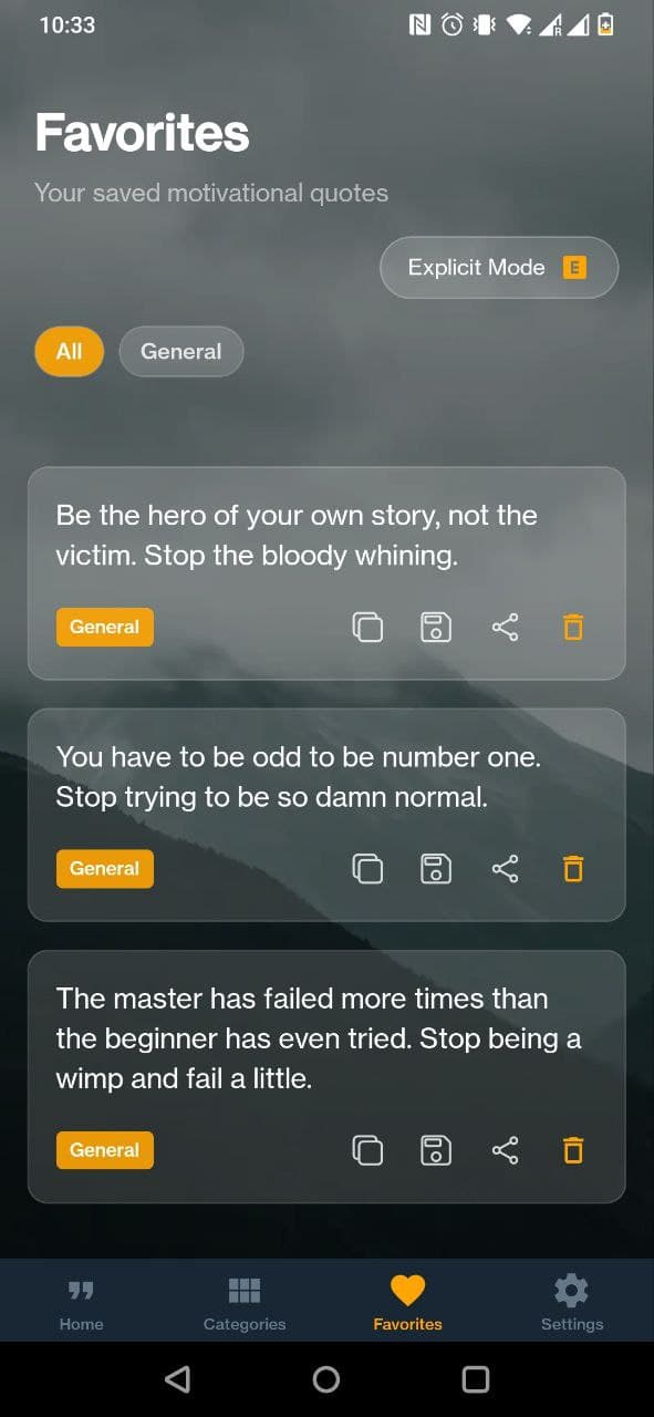 Rudmo app favorites screen
